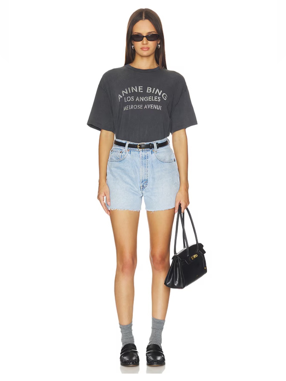 NWT ANINE BING Cade Tee Melrose Stencil in Black - Picture 3 of 4
